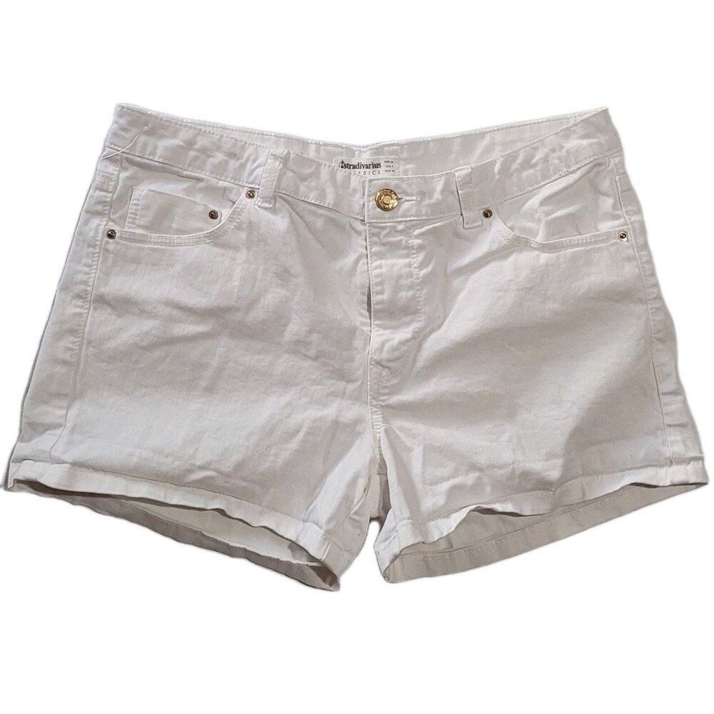 Stradivarius Women's Short Size 6 Jean Chino White Vintage Great Condition